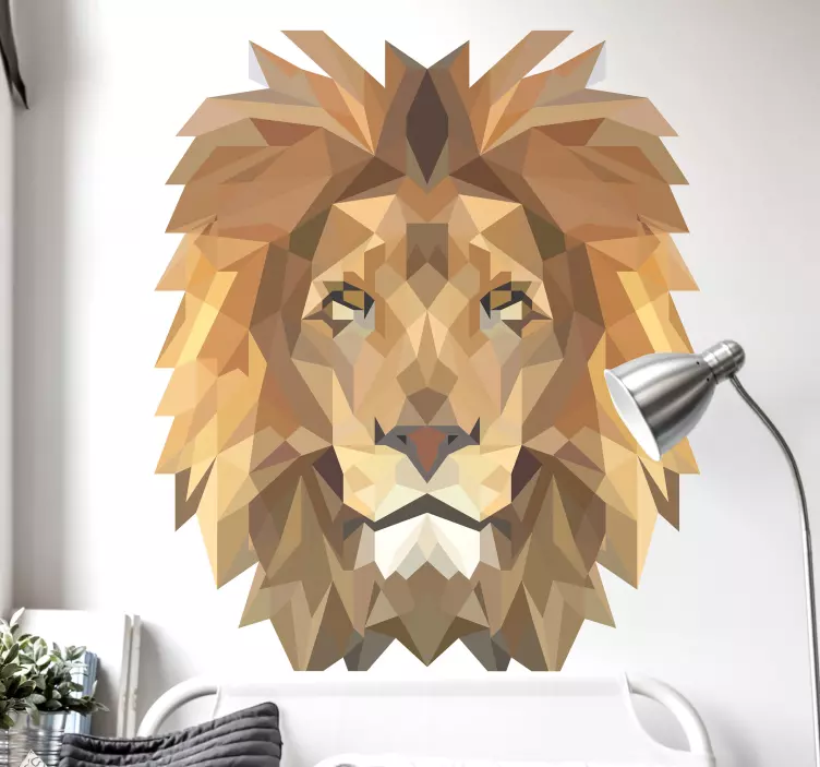 Geometric lion animal wild animal decal - TenStickers