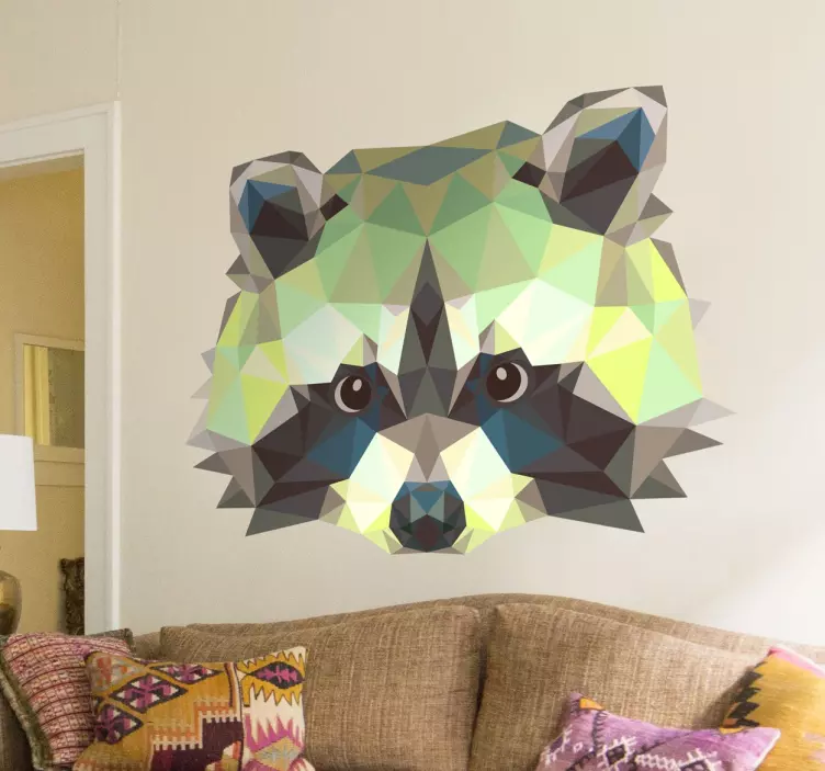 Geometric Raccoon Wall Sticker - TenStickers