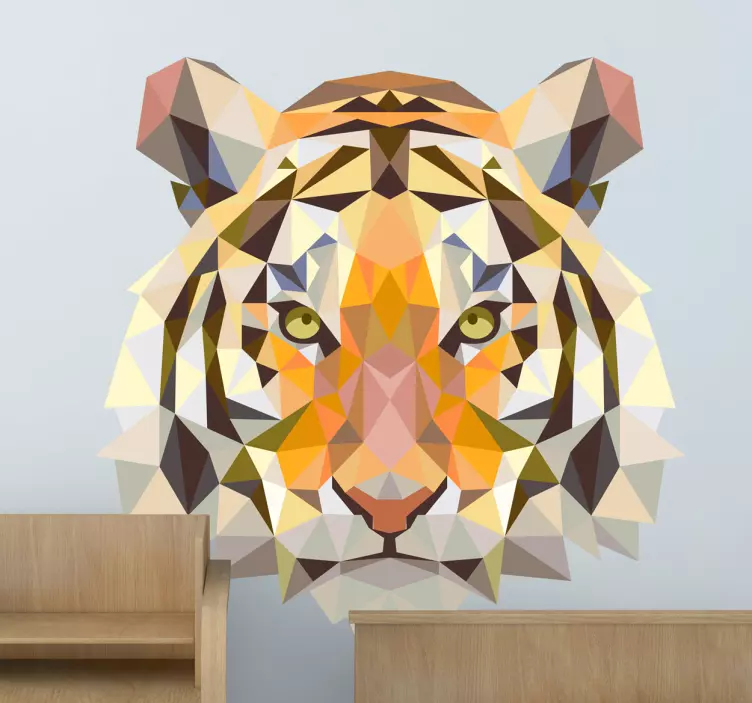Geometric tiger head animal wall sticker - TenStickers
