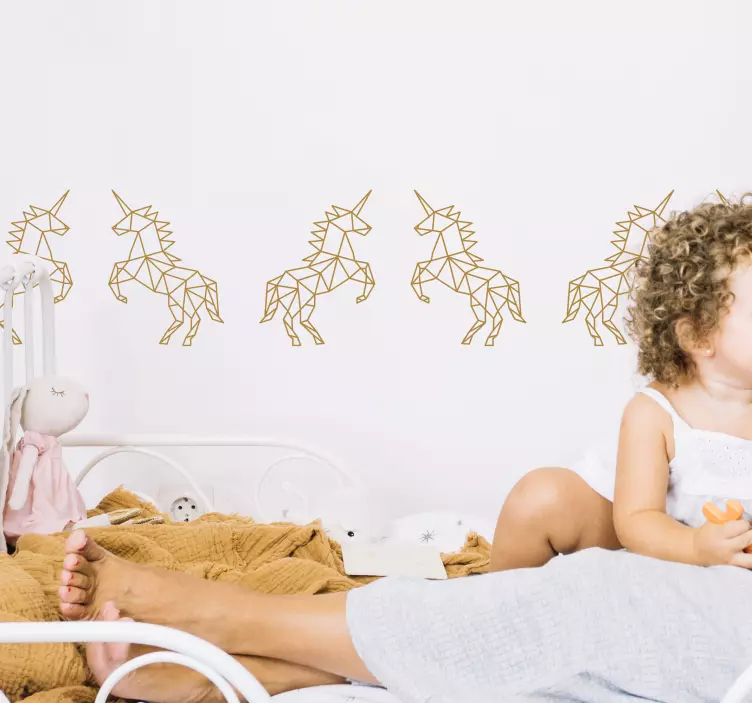 geometric unicorn border wall sticker - TenStickers