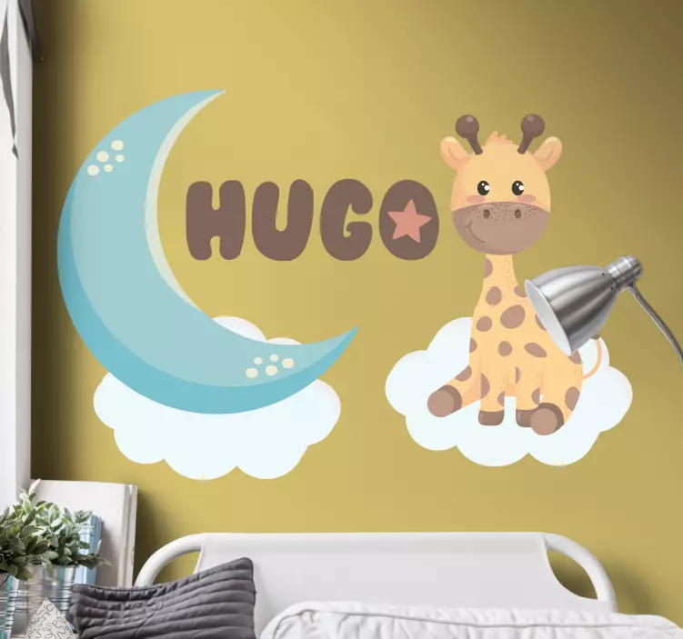 Giraffe And Moon wall stickers for kid - TenStickers