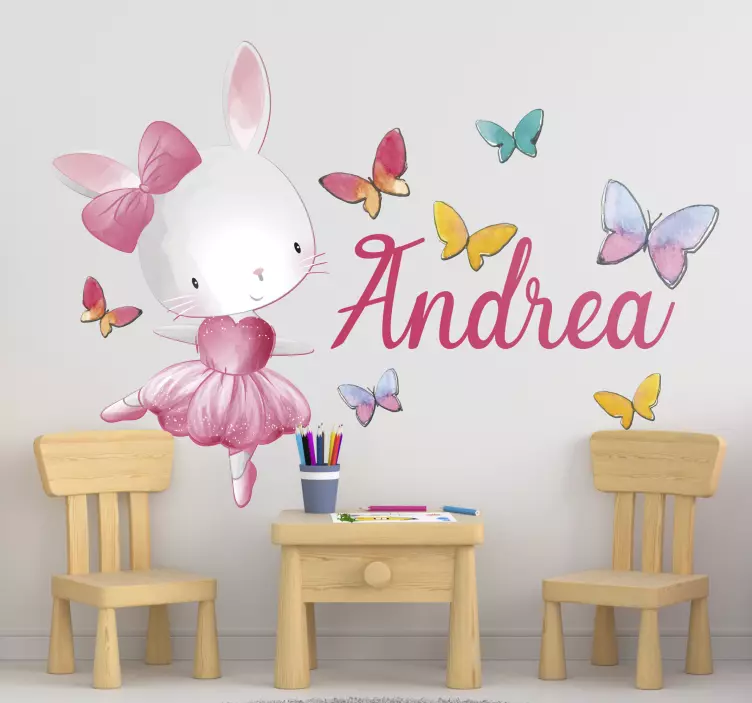 Girl dancing ballet  with name  animal sticker - TenStickers
