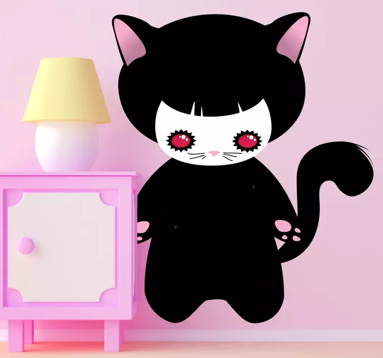 Girl Dressed as Cat Kids Sticker - TenStickers