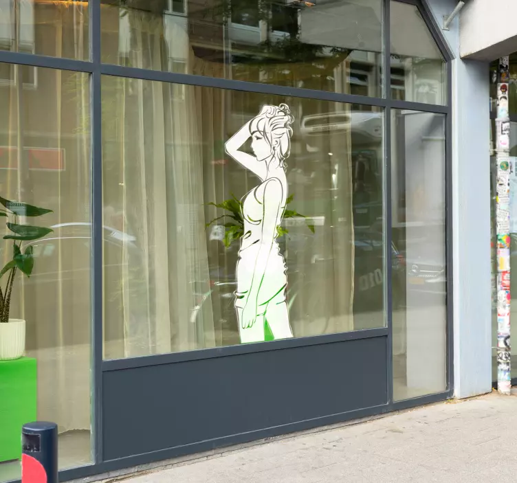 Girl Hair Hold Up Wall Sticker - TenStickers