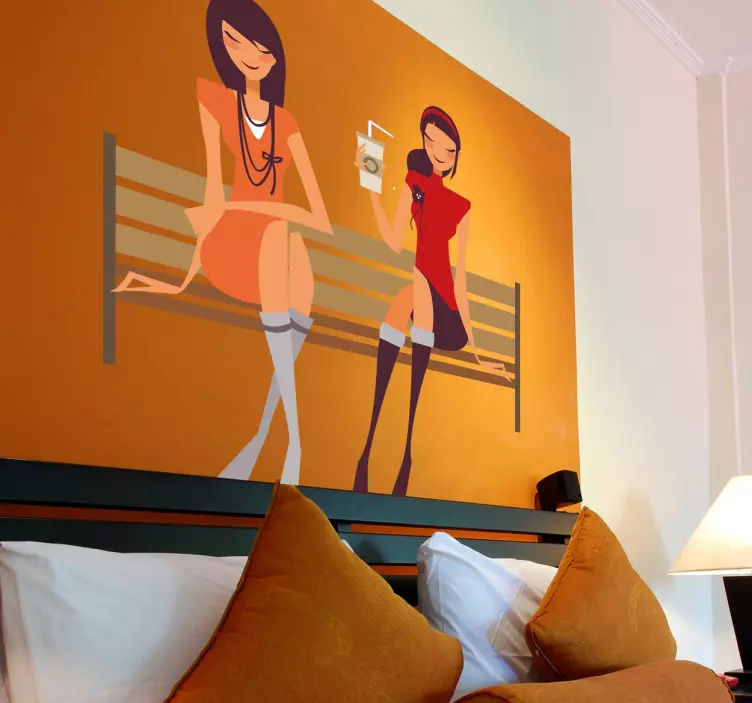 Girls Sitting Decorative Sticker - TenStickers