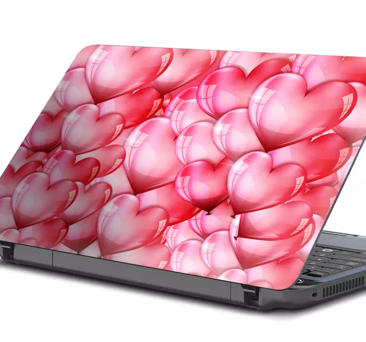 Glossy heart shaped ballons laptop sticker - TenStickers