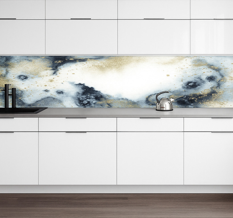 Golden abstract marble kitchen wall sticker - TenStickers