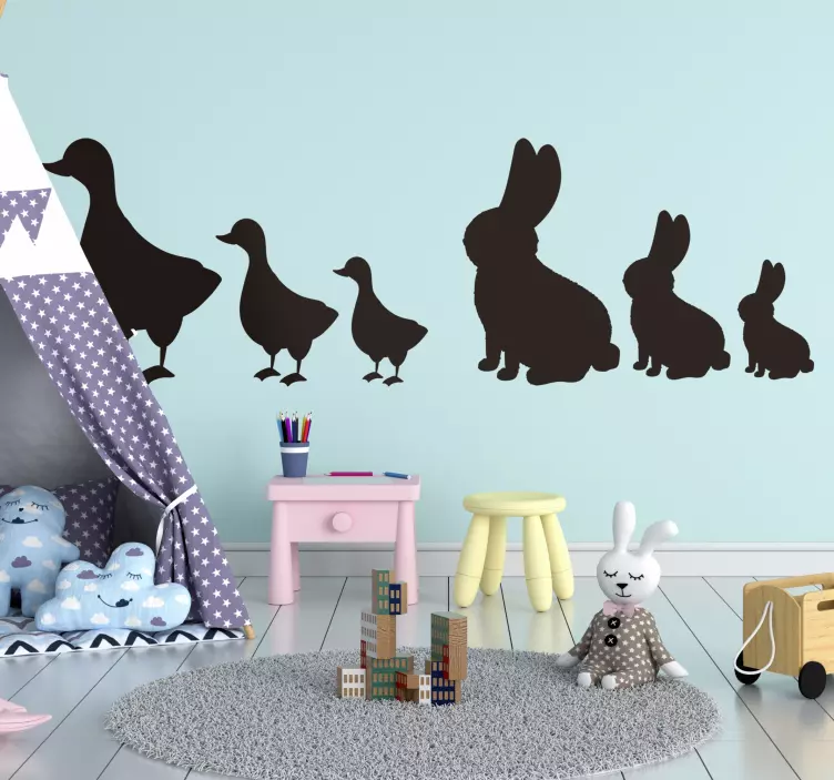 Goslings and rabbits farm animal wall sticker - TenStickers