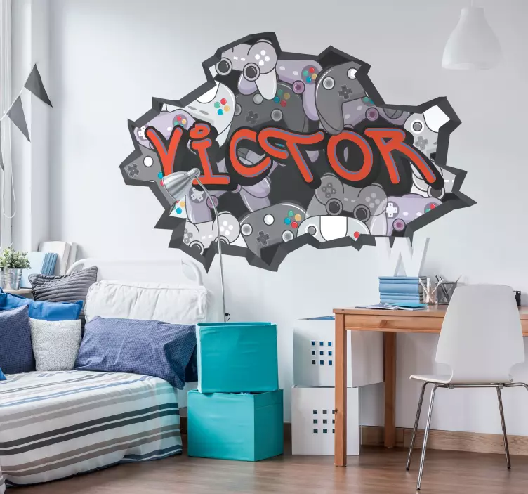 Graffiti console commands urban gaming wall sticker - TenStickers