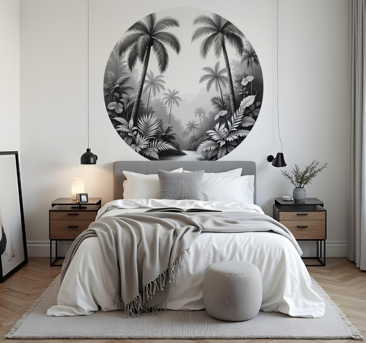 Gray fern forest wall sticker - TenStickers