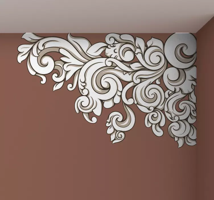 Growing Baroque Floral Corner Wall Sticker - TenStickers