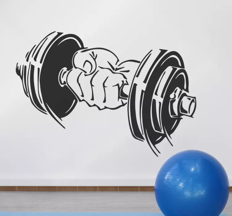 Gym hand with a dumbbell wall sticker - TenStickers