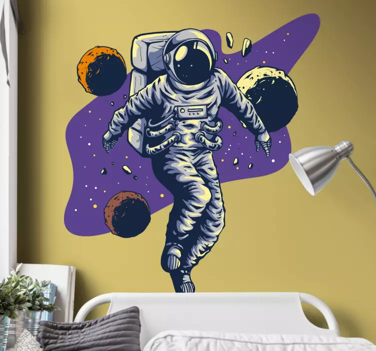Hand drawn astronaut flying style wall sticker - TenStickers