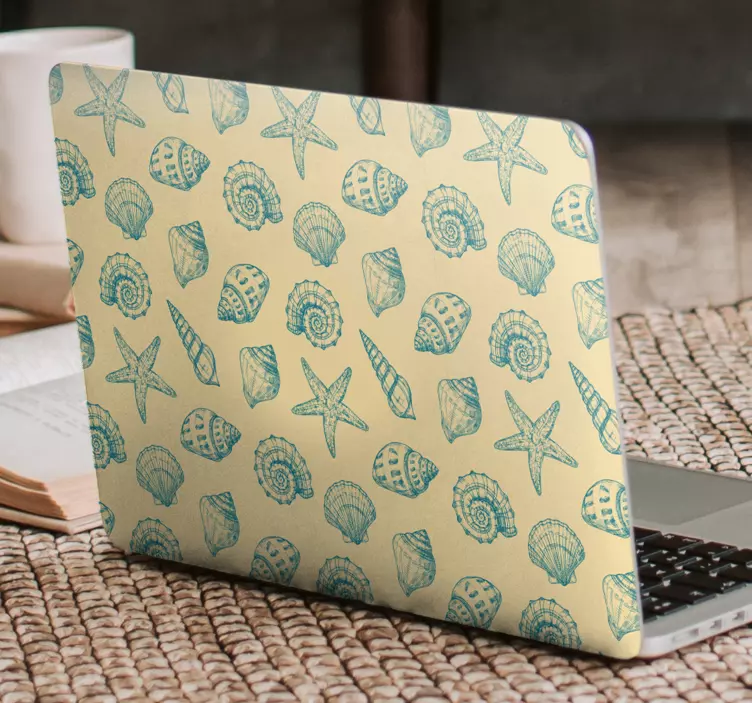 Hand drawn seashells and starfish  laptop skins - TenStickers
