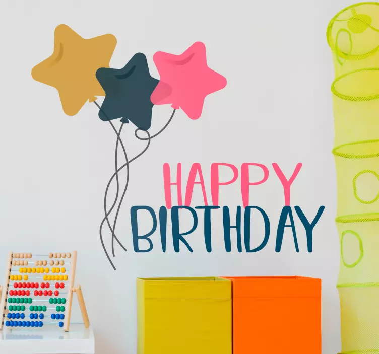 Happy Birthday Stars Sticker - TenStickers