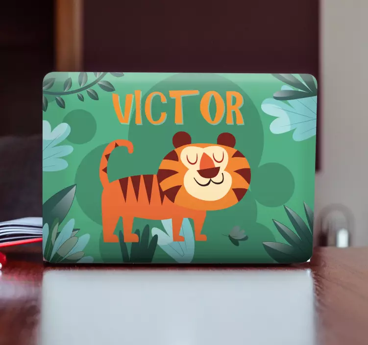 Happy Cartoon Tiger laptop skin - TenStickers