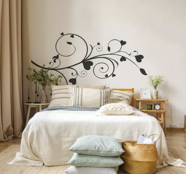 Heart Floral Plant Wall Sticker - TenStickers