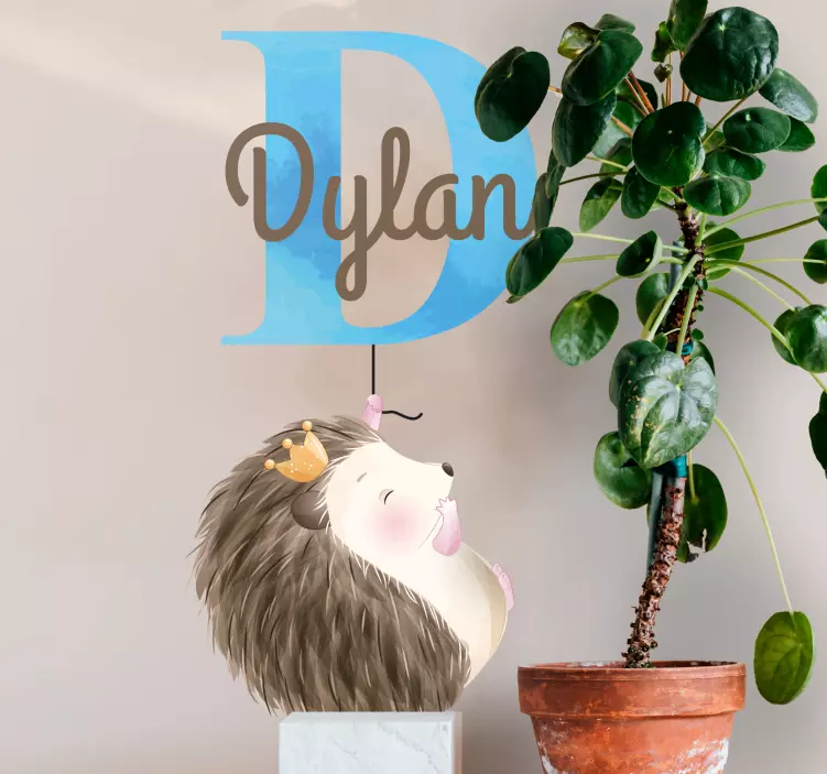 Hedgehog Personalized Name wall stickers for kid - TenStickers