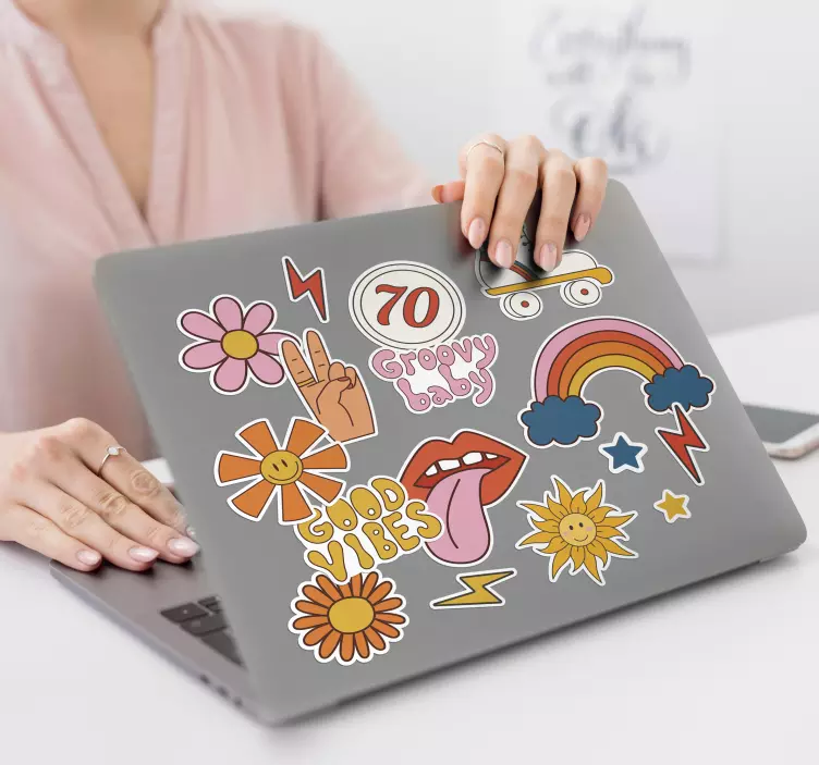 Hippie vibes vinyl stickers - TenStickers