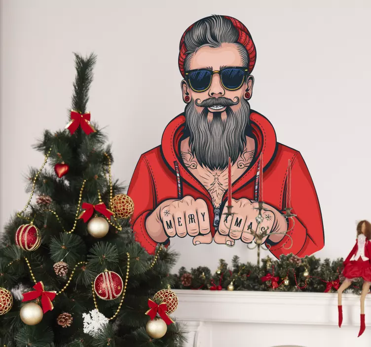 Hipster Christmas Sticker - TenStickers