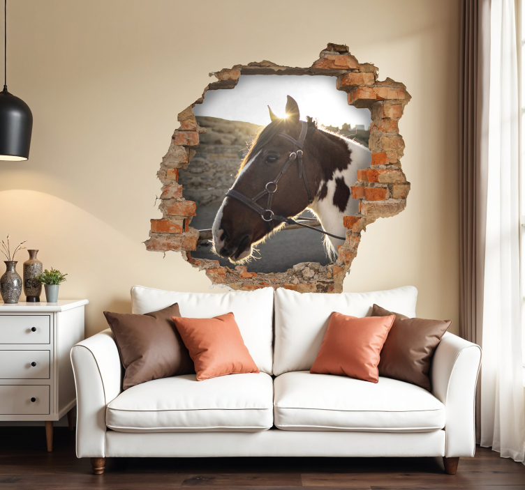 Horse Through Wall visual effects vinyl sticker - TenStickers