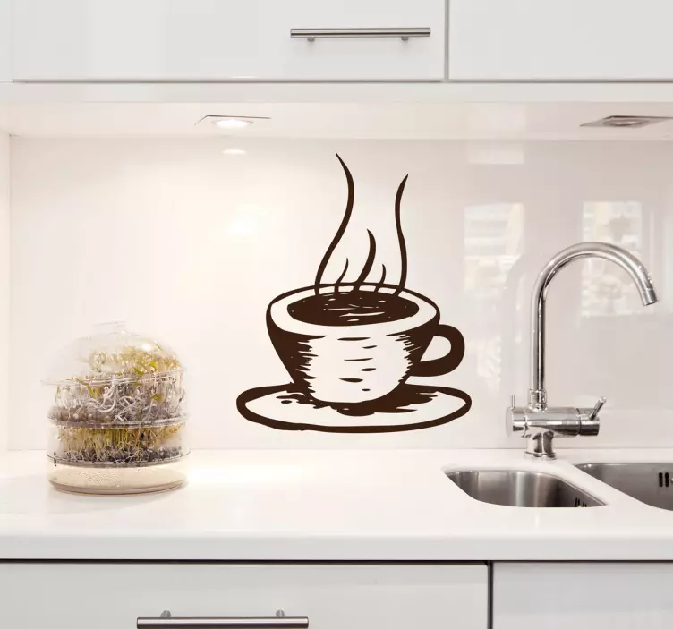 Hot Coffee Illustration Decal - TenStickers