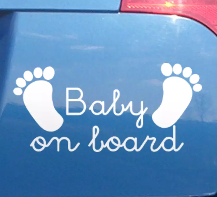 Baby Footprints Plaque Baby on board sticker - TenStickers