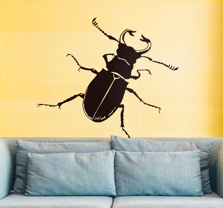 Intricate Beetle Silhouette insect sticker - TenStickers