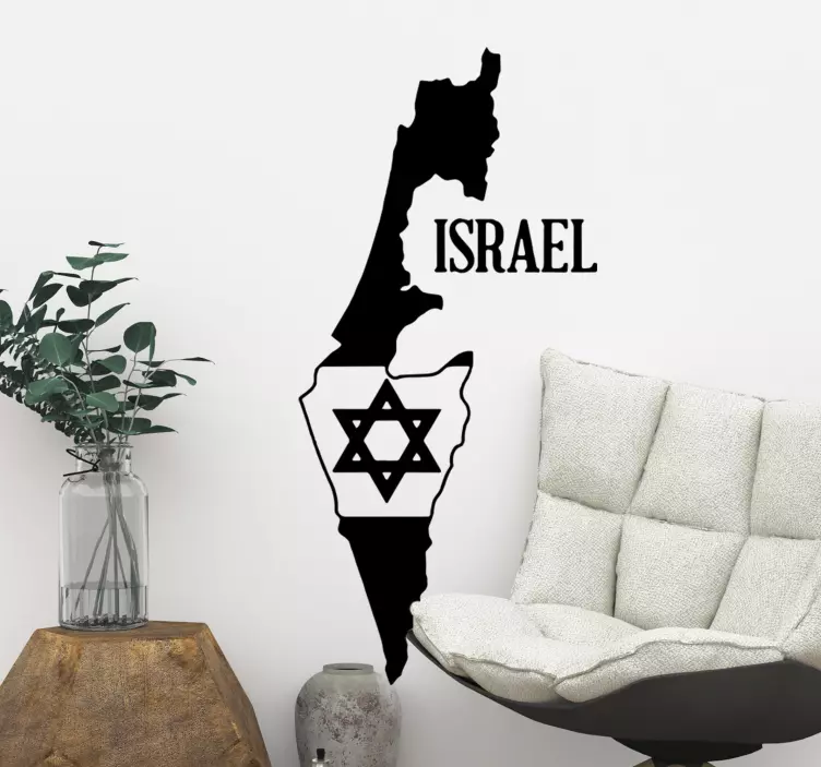 Israel Map Star Of David world map wall sticker - TenStickers