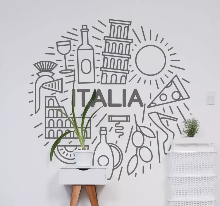italy icons  Country Sticker - TenStickers