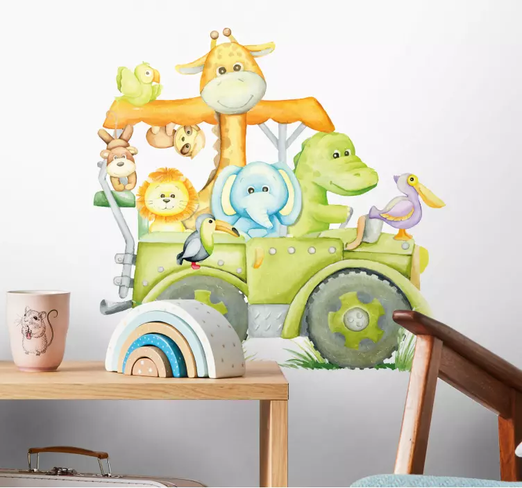 jungle animals by jeep wall stickers children's room - TenStickers