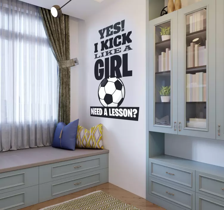 Kick like a girl football sticker - TenStickers
