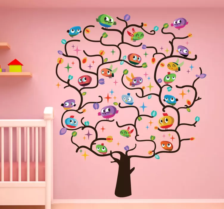 Kids Bird Tree Wall Sticker - TenStickers