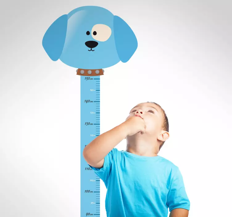 Kids Blue Dog Height Chart Sticker - TenStickers
