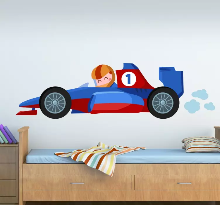 Kids F1 Car Wall Sticker - TenStickers