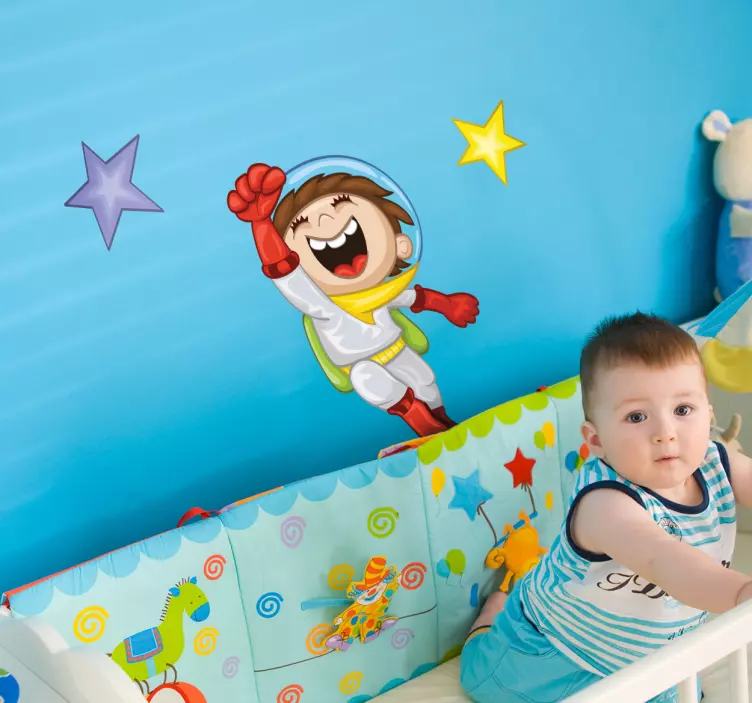 Kids Happy Astronaut Sticker - TenStickers
