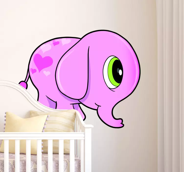 Kids Pink Elephant Wall Sticker - TenStickers