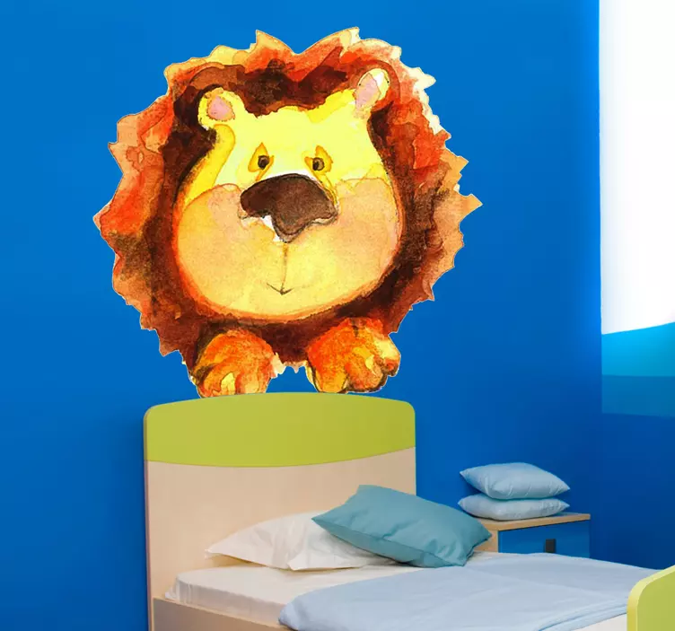 Kids Watercolour Lion Wall Sticker - TenStickers