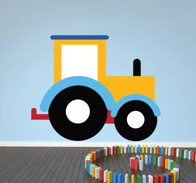 Kids Yellow Tractor Wall Sticker - TenStickers
