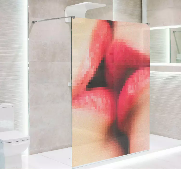 kiss illustration shower screen sticker - TenStickers