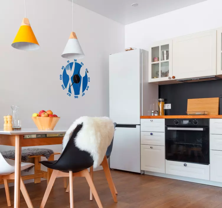 Kitchen Cutlery Wall Clock Sticker - TenStickers