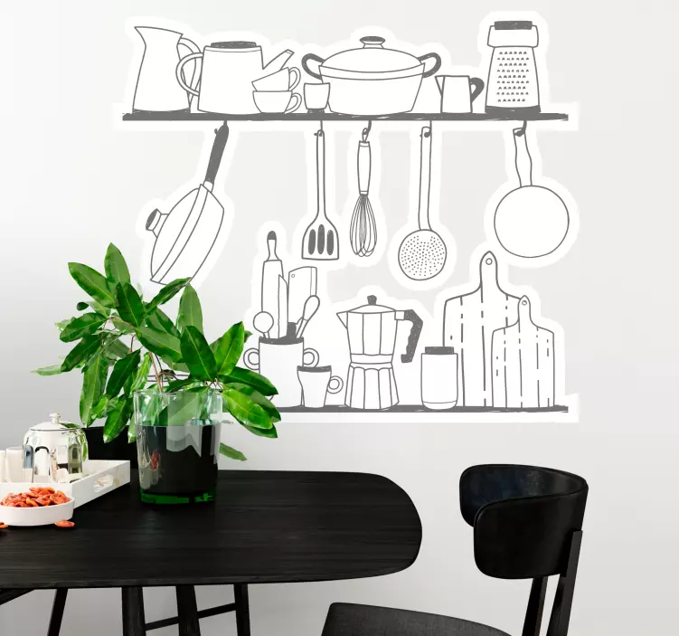 Kitchen wall sticker kitchen shelf organization - TenStickers