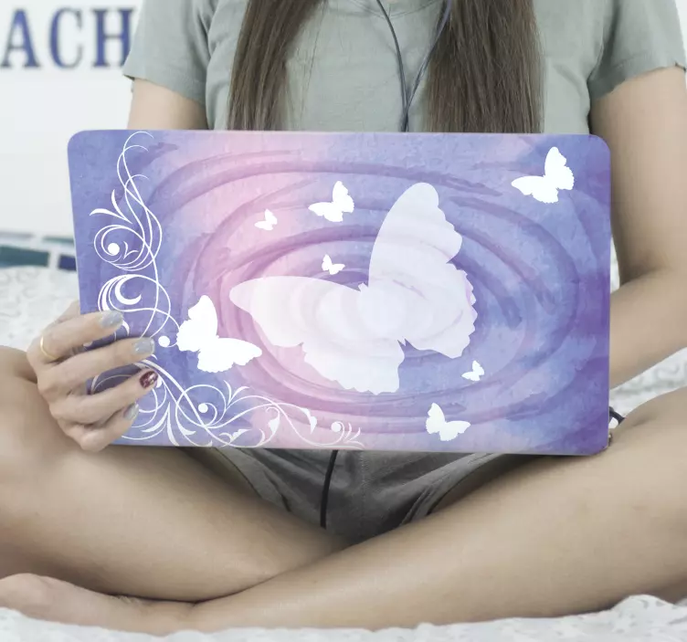 Laptop skin butterfly swirls pattern - TenStickers