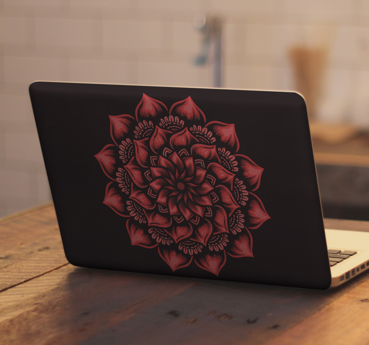 Laptop skin floral red design - TenStickers