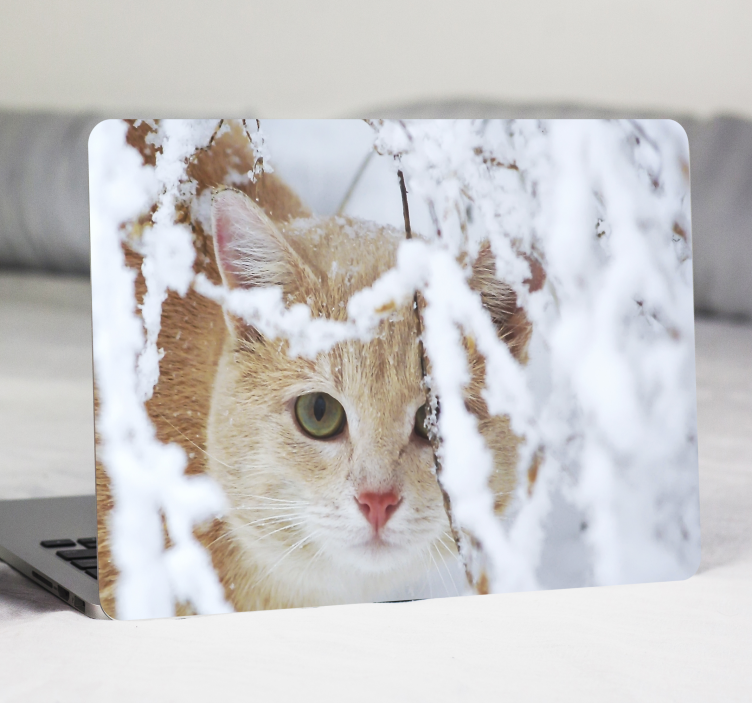 Laptop skin snowy cat face - TenStickers