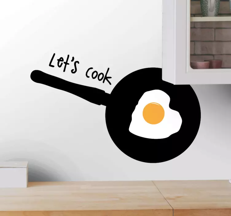 Let's cook with fried egg kitchen wall sticker - TenStickers