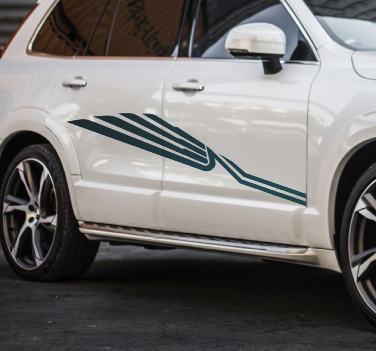 Light blue race stripe car sticker - TenStickers