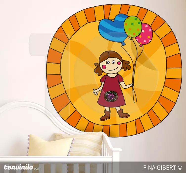 Little Girl with Balloons Sticker - TenStickers