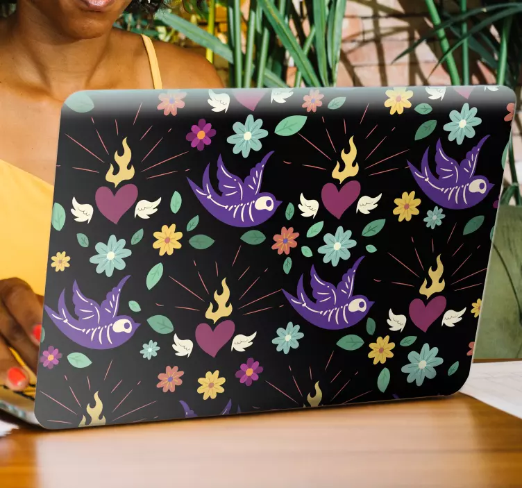 Lively Bird Illustrations laptop skin - TenStickers