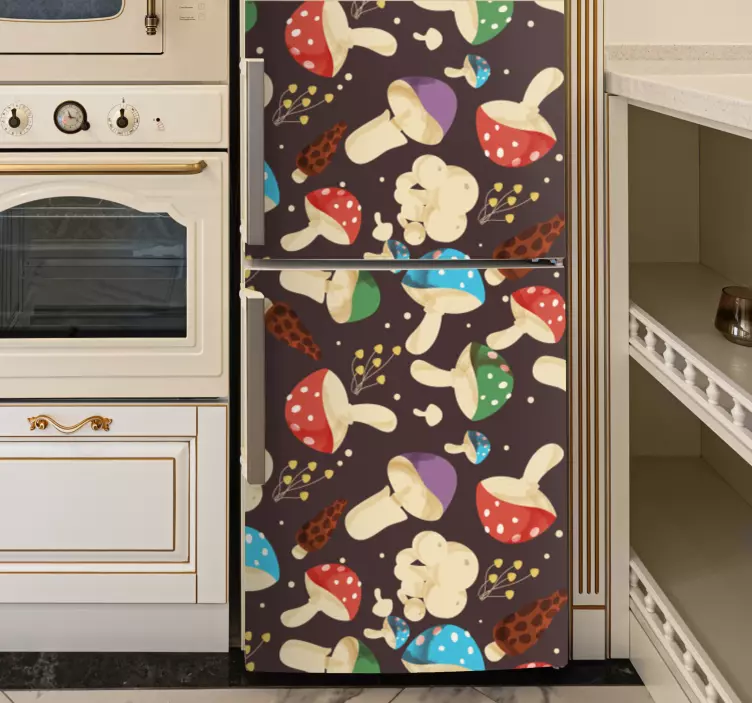 Lively Mushroom Illustration fridge sticker - TenStickers